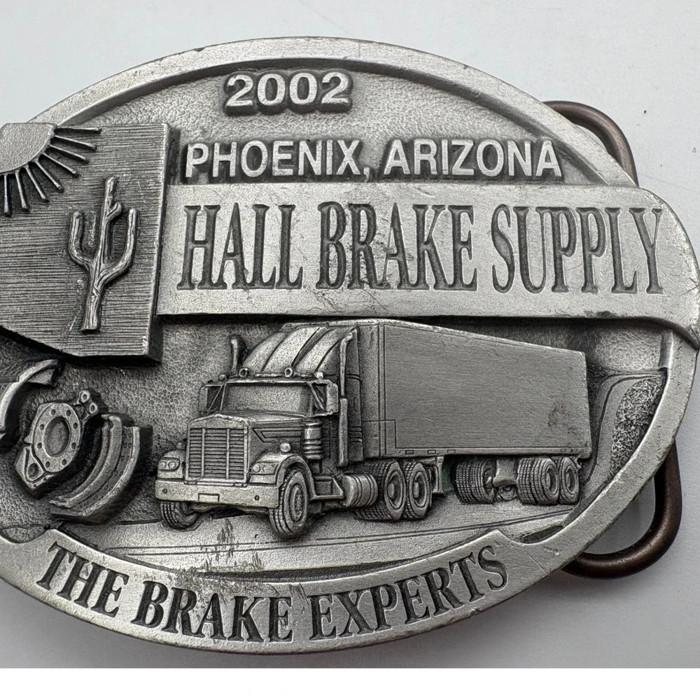Hall‎ Brake Supply Belt Buckle 2002 Phoenix Arizona Semi Truck Pewter Silver EX
